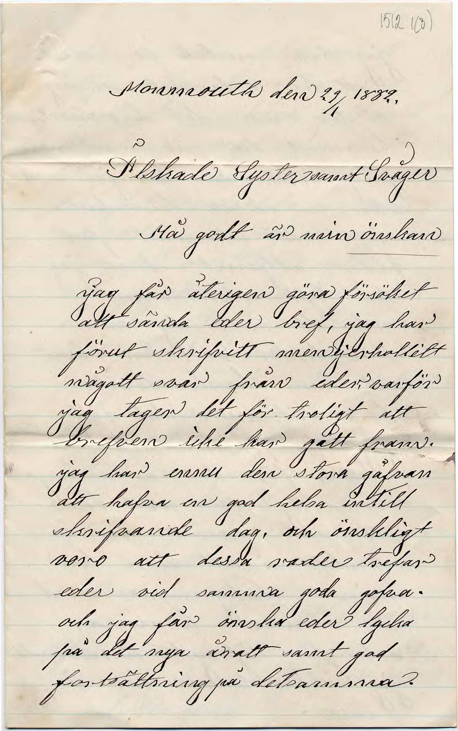 Scan of a late 19th century handwritten letter